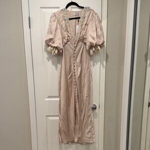 Rumored Blush Maxi Dress with Lace Details